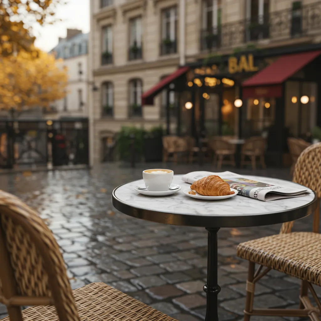 Café croissant en terrasse à Paris