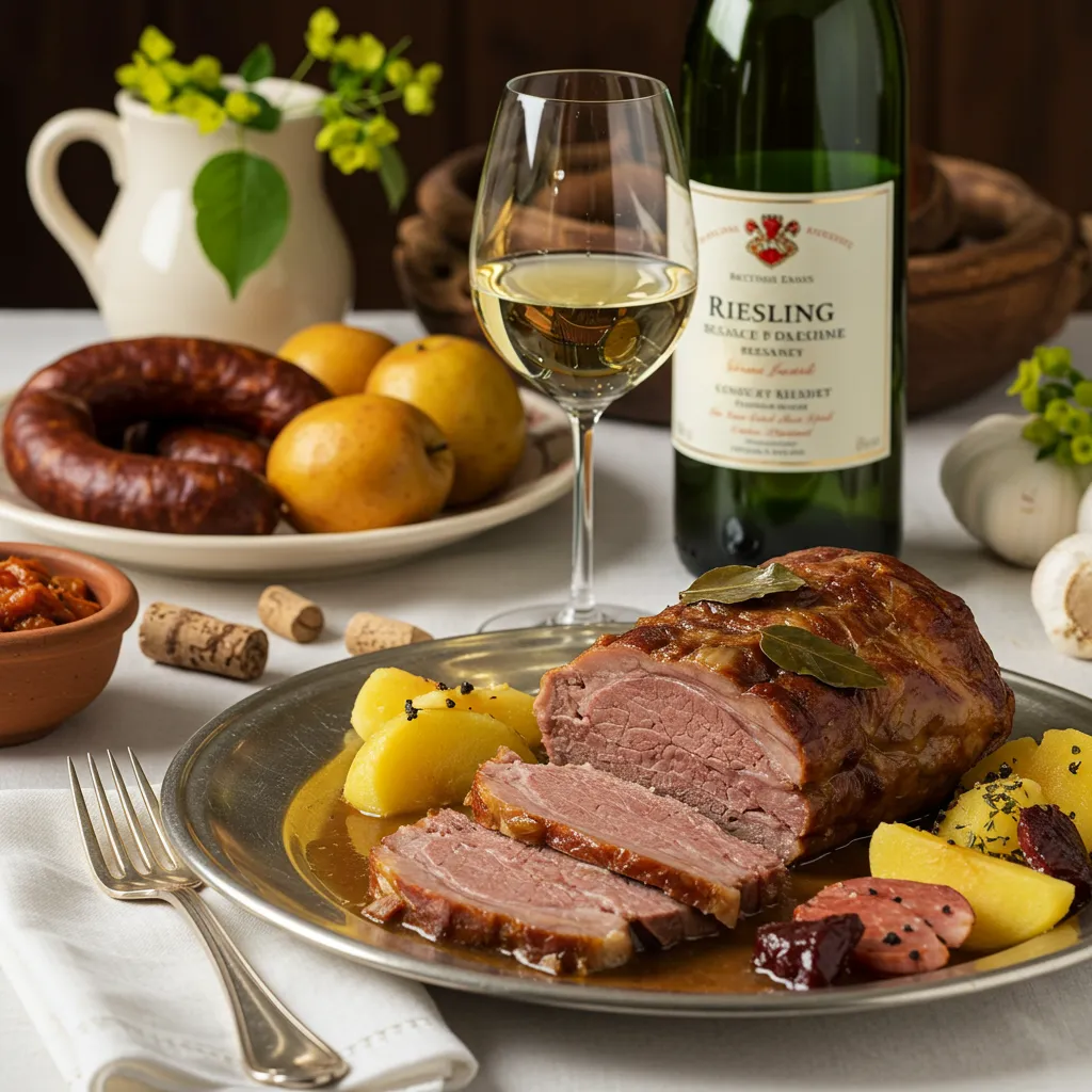 Table avec plat et vin
